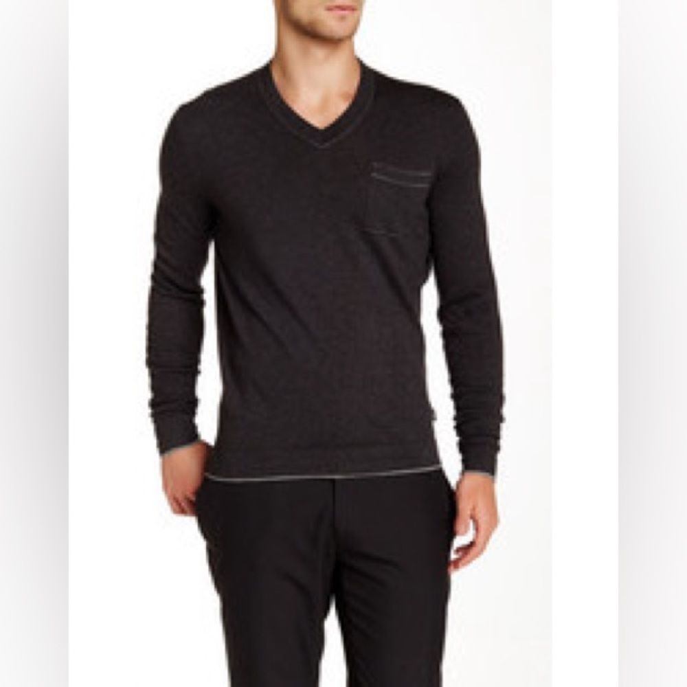 Boss HUGO BOSS Davidson Slim Fit Pocket Silk and Cashmere V Neck Sweater S